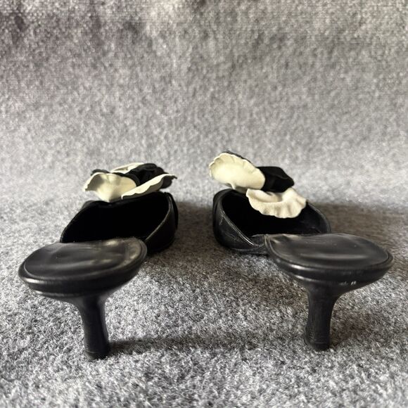 ZALO Floral Slip-On Pointed Toe Kitten Heel Leather Upper 8.5M Rose Appliqués - Picture 5 of 7